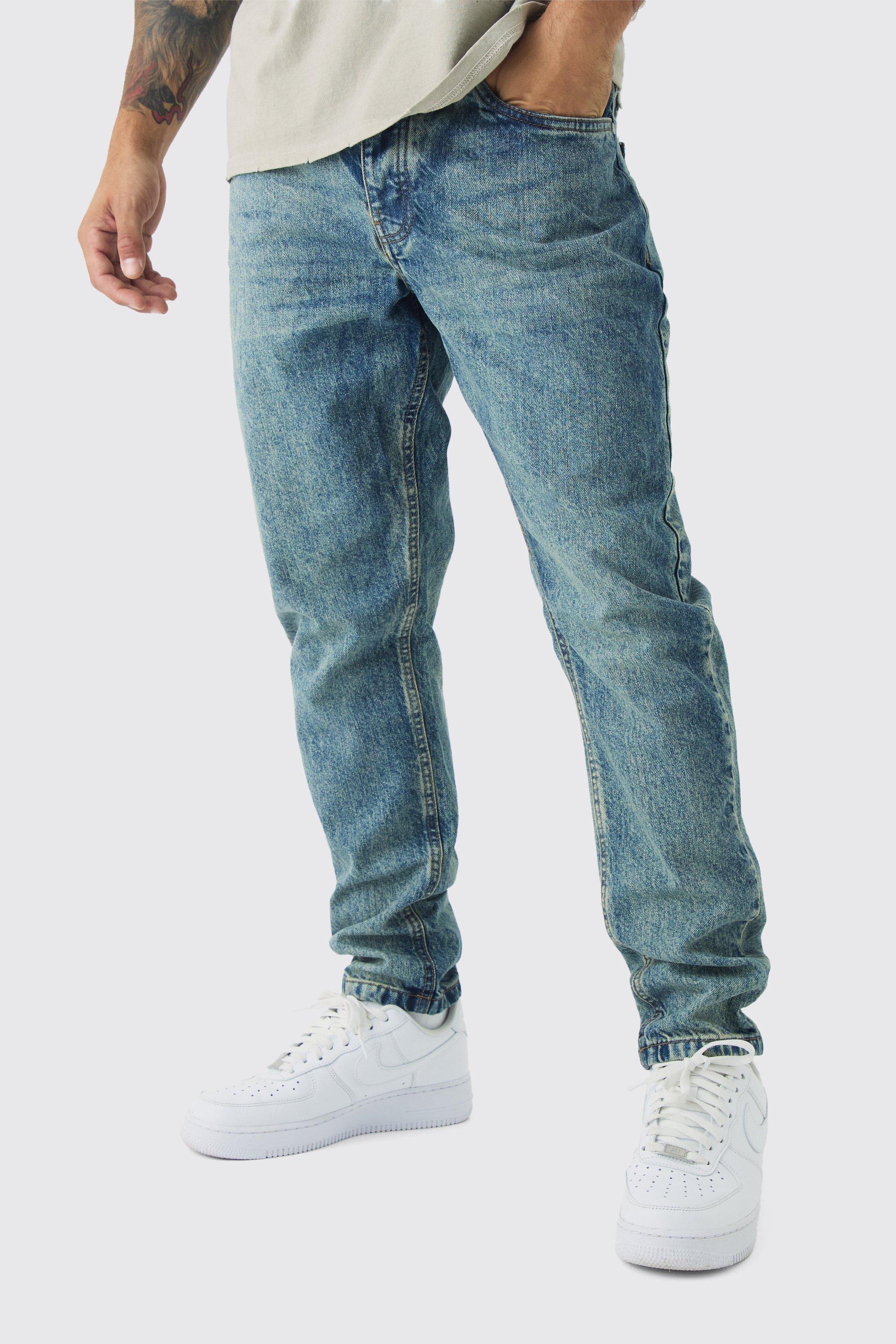 Mens Tapered Rigid Jean In Antique Blue, Blue